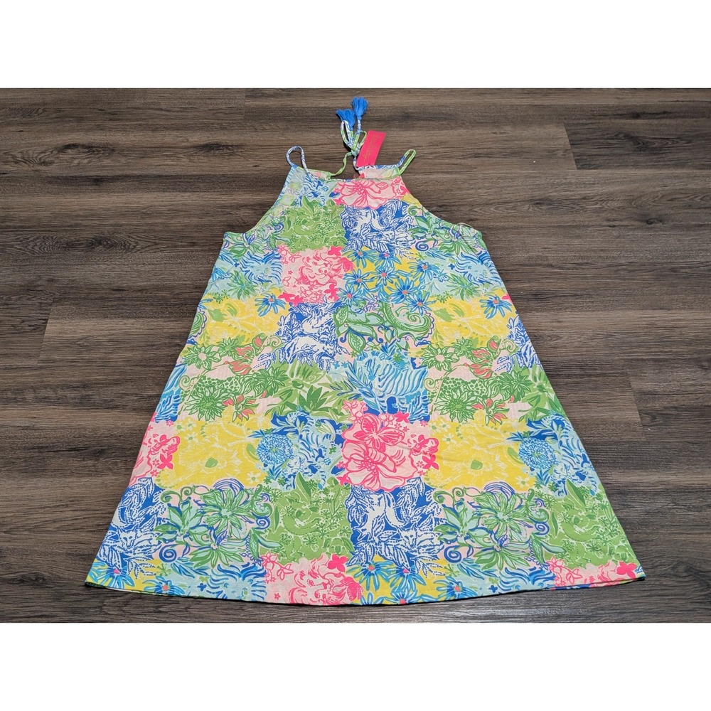 Lilly‎ Pulitzer Margot Dress Cheek to Cheek Multi Floral Halter Mini Large NWT